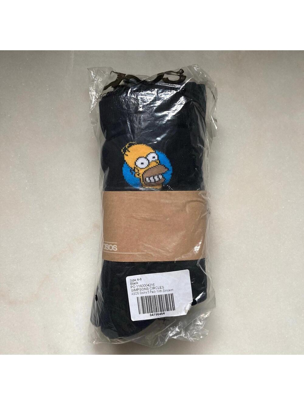 Asos Simpsons Mens Long Black Socks- 5 Pack